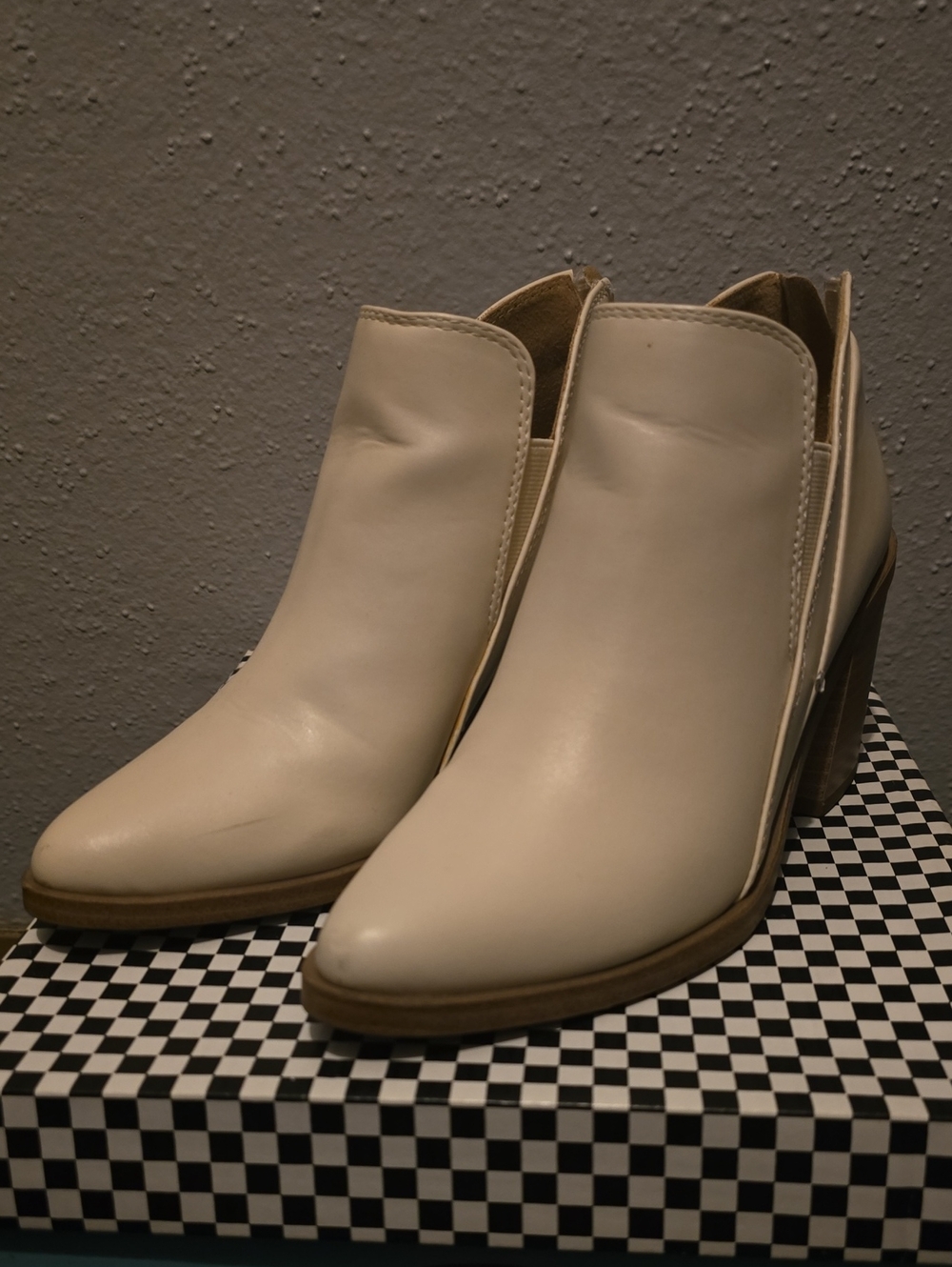 Women's Cream Ankle Booties - Sleek Slip-On Heel